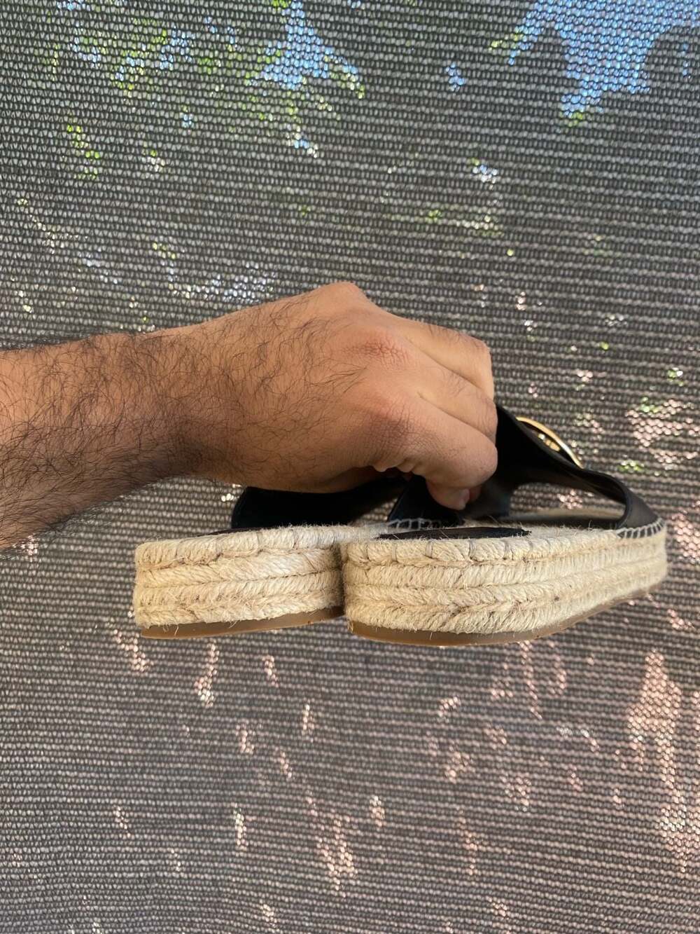 Coach Horse and Carriage Espadrille Slide Sandals Black Size 6B - Picture 4 of 6